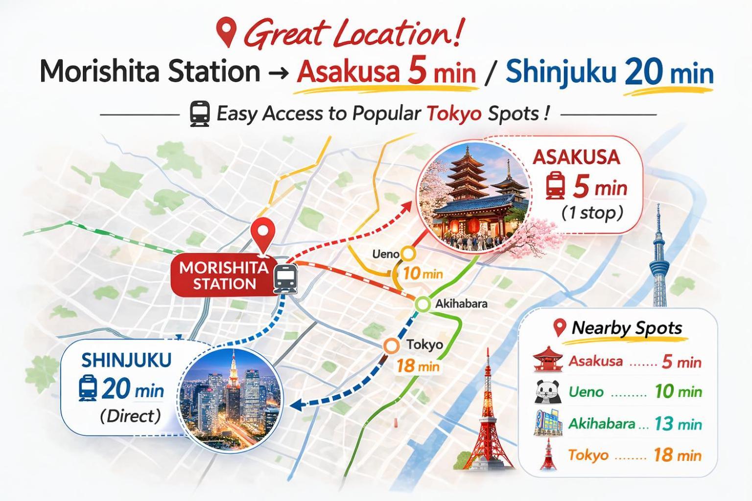 Spacious Tokyo Apartment For 6-8 Guests!! 1 Min To Morisita Station , Direct To Shinjuku — Photos 2